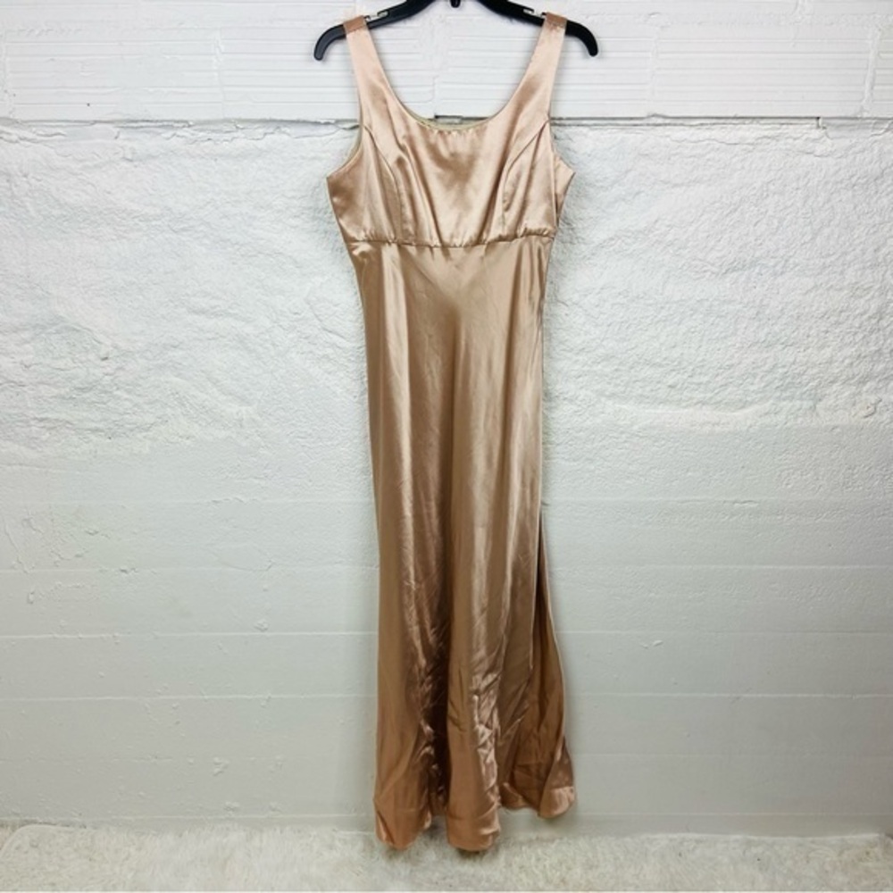 CDC EVENING Y2K champagne silky satin square Neck maxi dress size 10